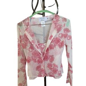 BLUGIRL by Blumarine! Floral Sheer Cardigan Set with detailing